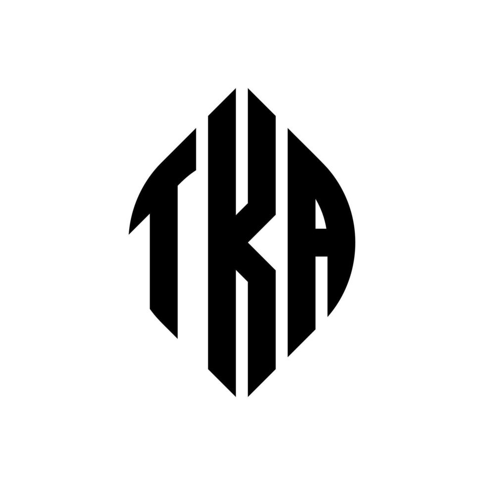 design del logo della lettera del cerchio tka con forma circolare ed ellittica. tka lettere ellittiche con stile tipografico. le tre iniziali formano un logo circolare. tka cerchio emblema astratto monogramma lettera marchio vettore. vettore
