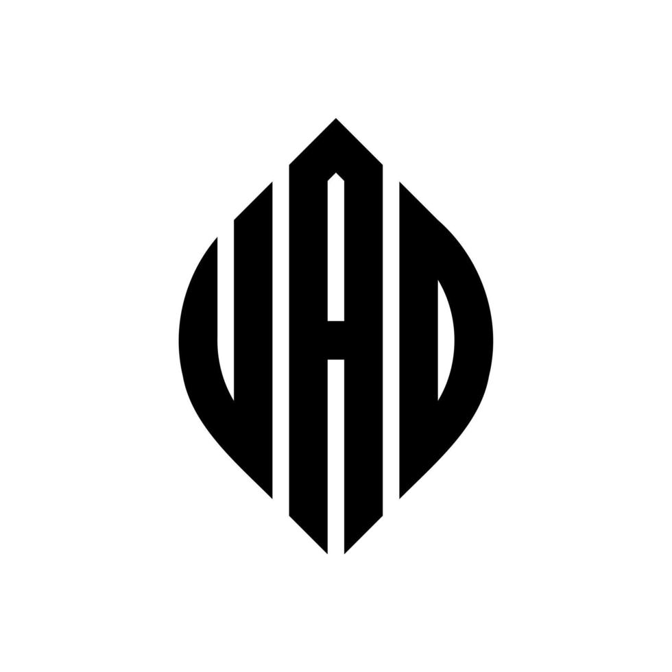 uad circle letter logo design con forma circolare ed ellittica. uad lettere ellittiche con stile tipografico. le tre iniziali formano un logo circolare. uad cerchio emblema astratto monogramma lettera marchio vettore. vettore