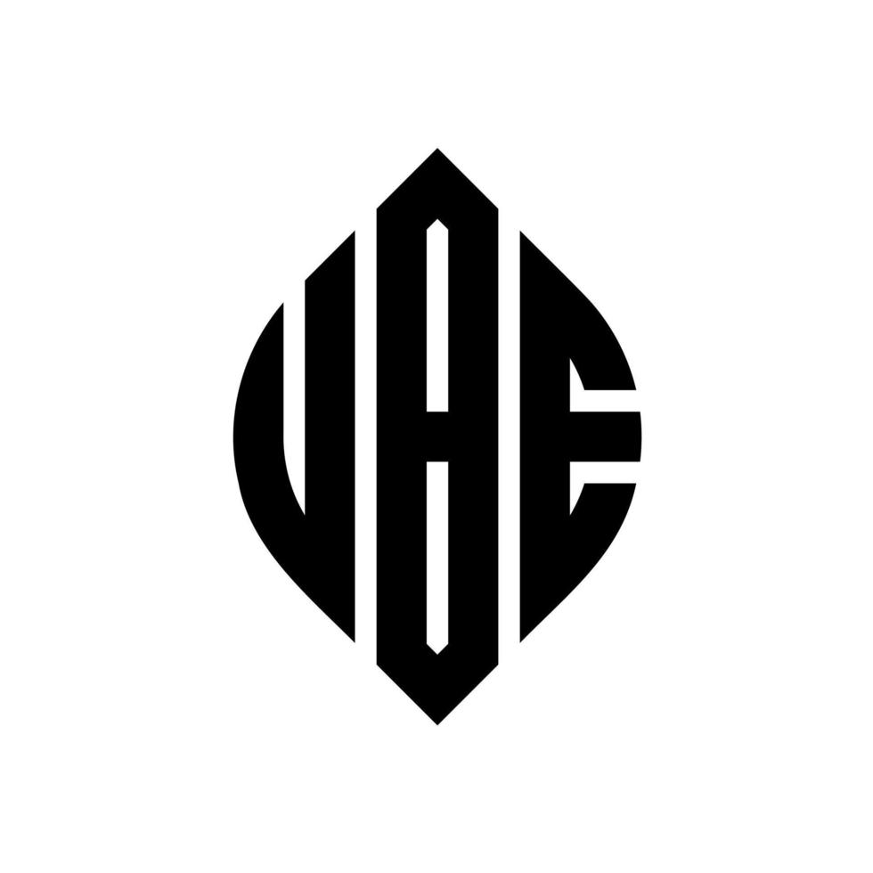 design del logo della lettera del cerchio ube con forma circolare ed ellittica. lettere ube ellisse con stile tipografico. le tre iniziali formano un logo circolare. vettore del segno della lettera del monogramma astratto dell'emblema del cerchio di ube.