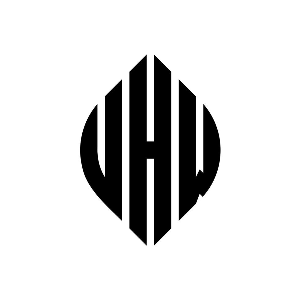 uhw design del logo della lettera del cerchio con forma circolare ed ellittica. uhw lettere ellittiche con stile tipografico. le tre iniziali formano un logo circolare. uhw cerchio emblema astratto monogramma lettera marchio vettore. vettore