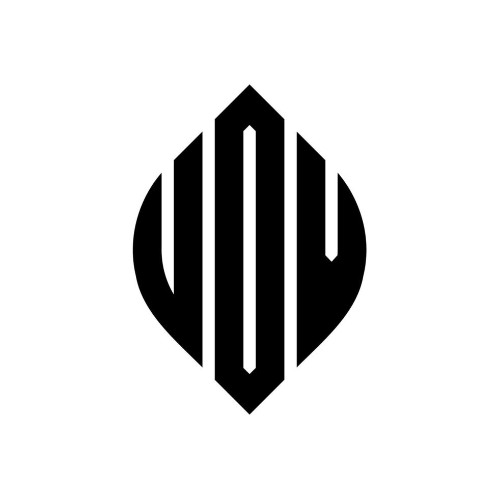 design del logo della lettera del cerchio uov con forma circolare ed ellittica. uov lettere ellittiche con stile tipografico. le tre iniziali formano un logo circolare. uov cerchio emblema astratto monogramma lettera marchio vettore. vettore