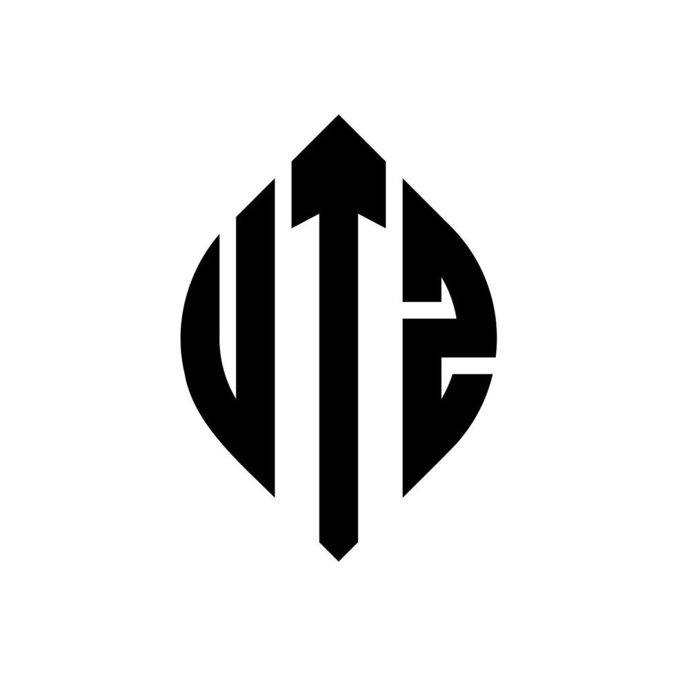 design del logo della lettera del cerchio utz con forma circolare ed ellittica. lettere di ellisse utz con stile tipografico. le tre iniziali formano un logo circolare. utz cerchio emblema astratto monogramma lettera marchio vettore. vettore