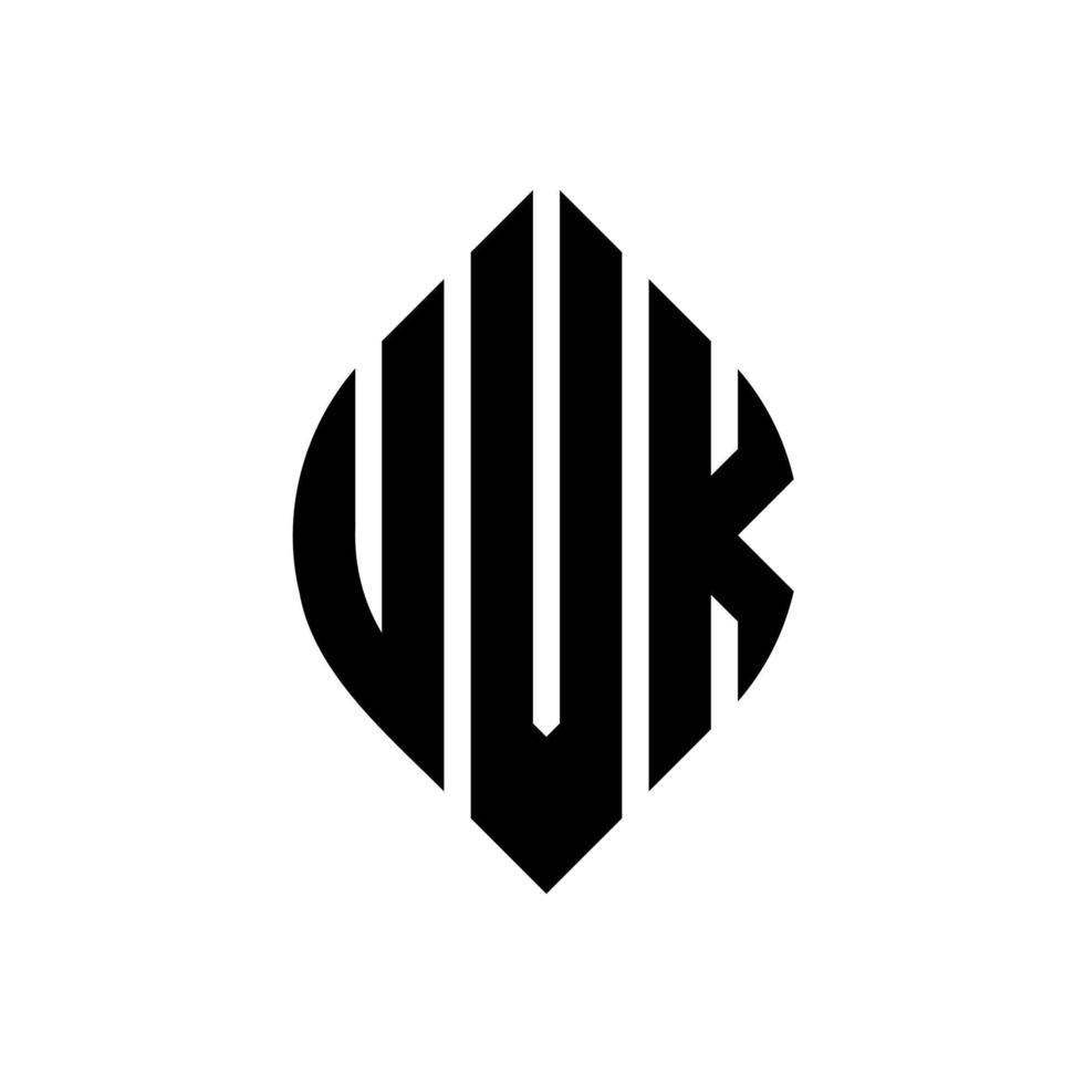 design del logo della lettera del cerchio uvk con forma circolare ed ellittica. lettere di ellisse uvk con stile tipografico. le tre iniziali formano un logo circolare. vettore del segno della lettera del monogramma astratto dell'emblema del cerchio uvk.