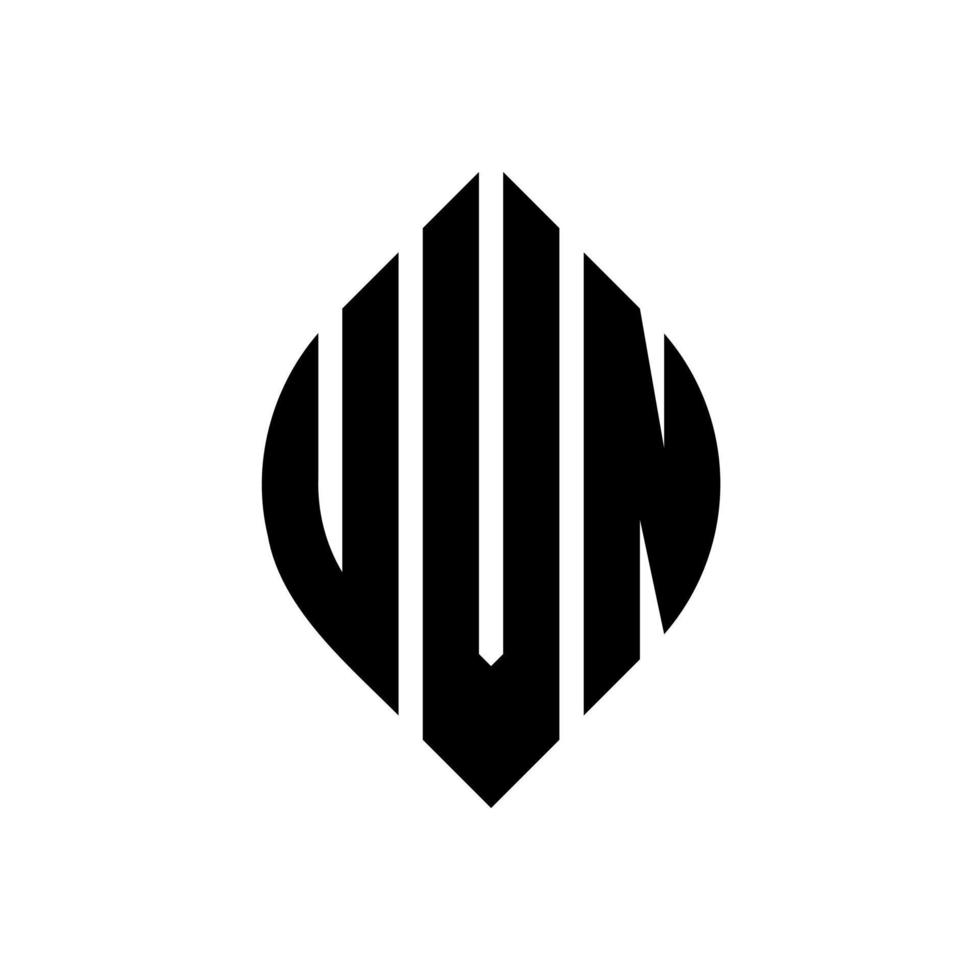 design del logo della lettera del cerchio uvn con forma circolare ed ellittica. lettere di ellisse uvn con stile tipografico. le tre iniziali formano un logo circolare. uvn cerchio emblema astratto monogramma lettera marchio vettore. vettore