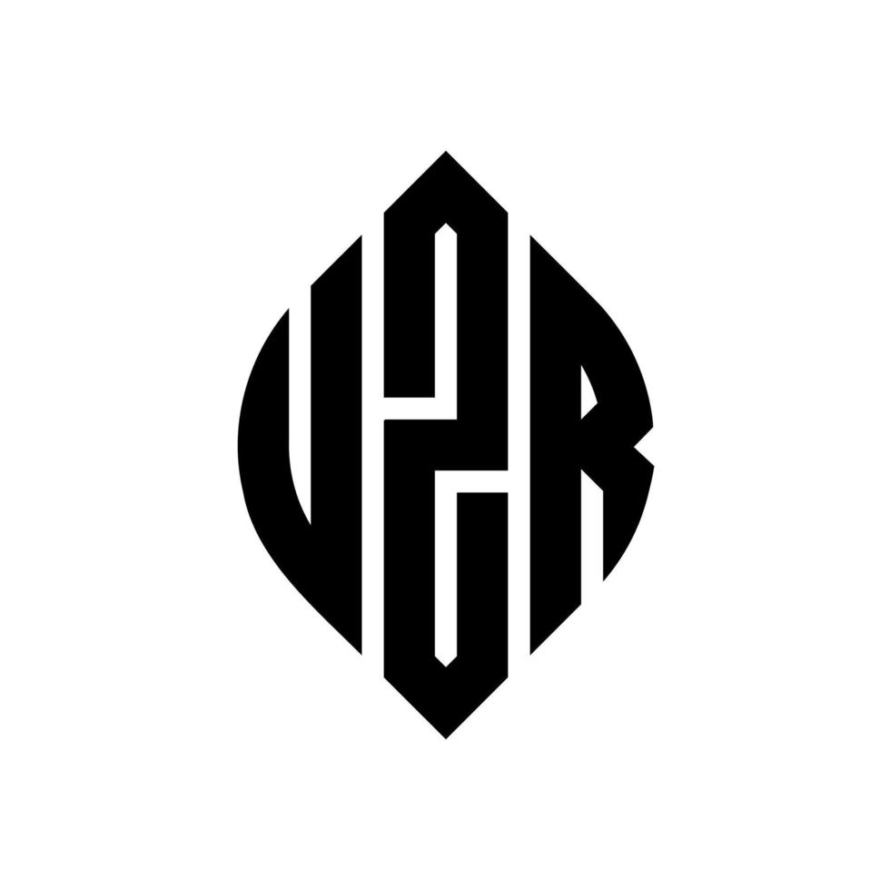 design del logo della lettera del cerchio uzr con forma circolare ed ellittica. lettere di ellisse uzr con stile tipografico. le tre iniziali formano un logo circolare. uzr cerchio emblema astratto monogramma lettera marchio vettore. vettore