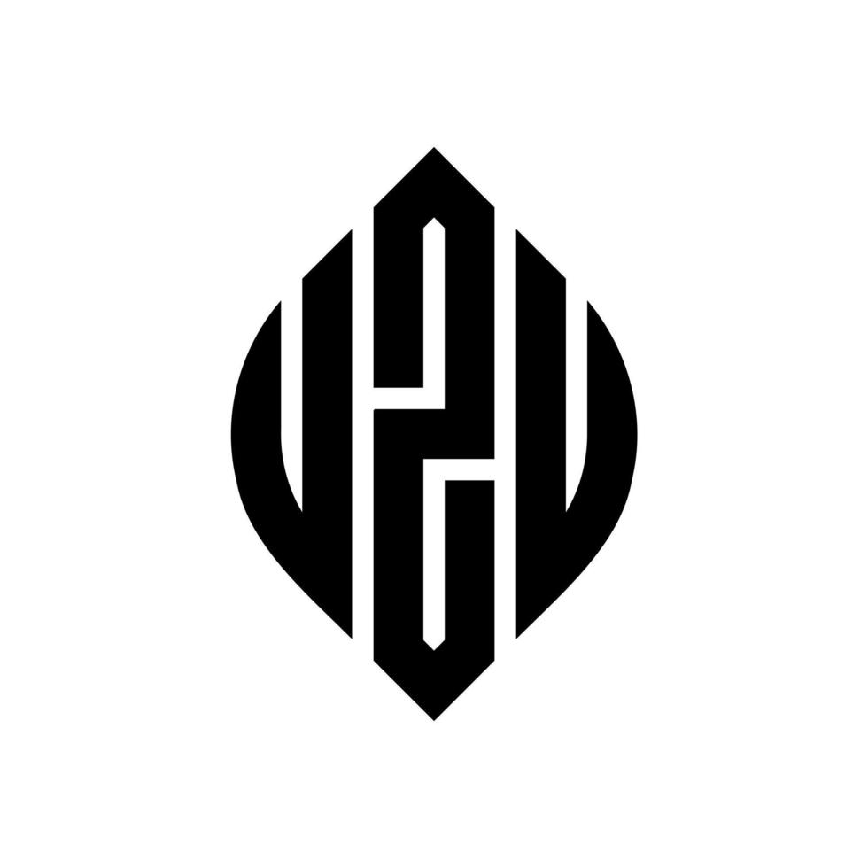 design del logo della lettera del cerchio uzu con forma circolare ed ellittica. lettere di ellisse uzu con stile tipografico. le tre iniziali formano un logo circolare. uzu cerchio emblema astratto monogramma lettera marchio vettore. vettore