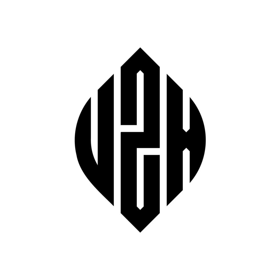 design del logo della lettera del cerchio uzx con forma circolare ed ellittica. uzx lettere ellittiche con stile tipografico. le tre iniziali formano un logo circolare. uzx cerchio emblema astratto monogramma lettera marchio vettore. vettore