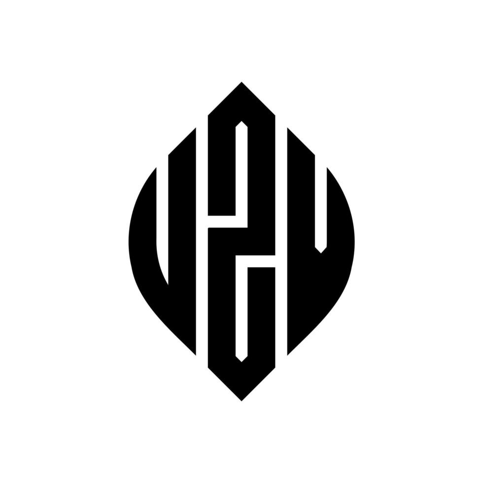 design del logo della lettera del cerchio uzv con forma circolare ed ellittica. uzv lettere ellittiche con stile tipografico. le tre iniziali formano un logo circolare. uzv cerchio emblema astratto monogramma lettera marchio vettore. vettore