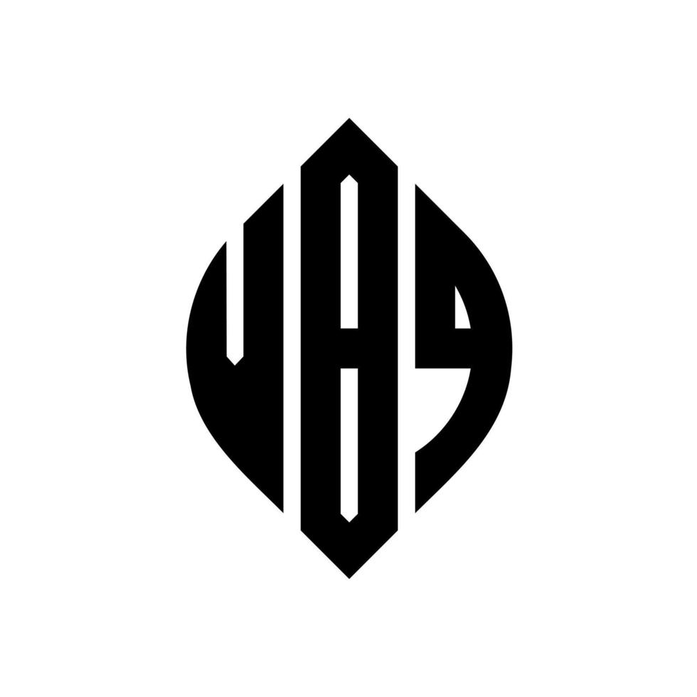 design del logo della lettera del cerchio vbq con forma circolare ed ellittica. vbq lettere ellittiche con stile tipografico. le tre iniziali formano un logo circolare. vbq cerchio emblema astratto monogramma lettera marchio vettore. vettore