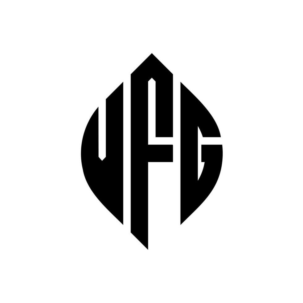 design del logo della lettera del cerchio vfg con forma circolare ed ellittica. vfg lettere ellittiche con stile tipografico. le tre iniziali formano un logo circolare. vfg cerchio emblema astratto monogramma lettera marchio vettore. vettore