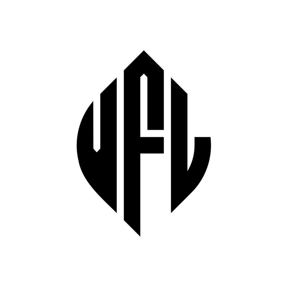 design del logo della lettera del cerchio vfl con forma circolare ed ellittica. vfl lettere ellittiche con stile tipografico. le tre iniziali formano un logo circolare. vfl cerchio emblema astratto monogramma lettera marchio vettore. vettore