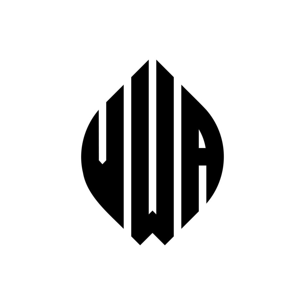 design del logo della lettera del cerchio vwa con forma circolare ed ellittica. lettere ellittiche vwa con stile tipografico. le tre iniziali formano un logo circolare. vwa cerchio emblema astratto monogramma lettera marchio vettore. vettore