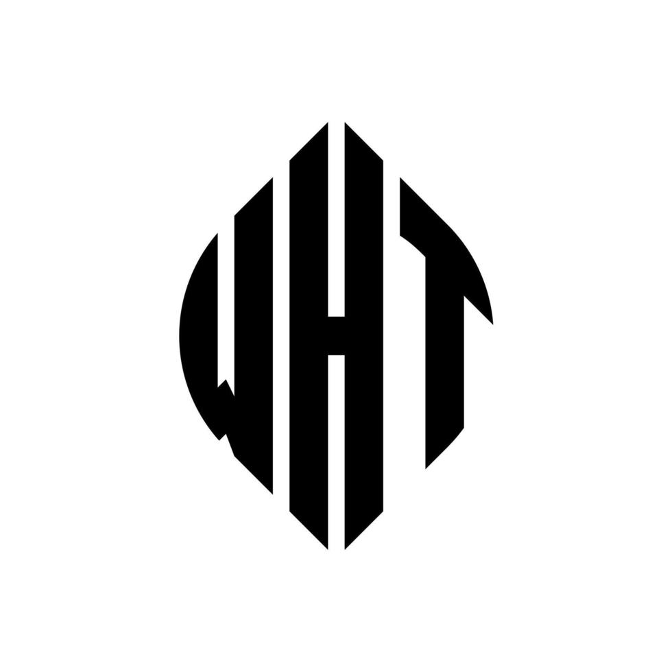 wht cerchio lettera logo design con cerchio ed ellisse. con lettere ellittiche con stile tipografico. le tre iniziali formano un logo circolare. wht cerchio emblema astratto monogramma lettera marchio vettore. vettore