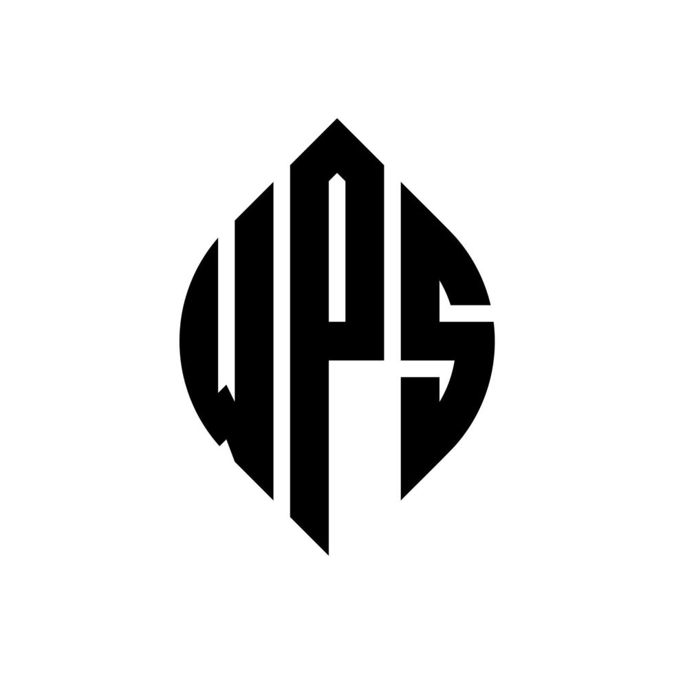 design del logo della lettera del cerchio wps con forma circolare ed ellittica. wps lettere ellittiche con stile tipografico. le tre iniziali formano un logo circolare. vettore del segno della lettera del monogramma astratto dell'emblema del cerchio di wps.