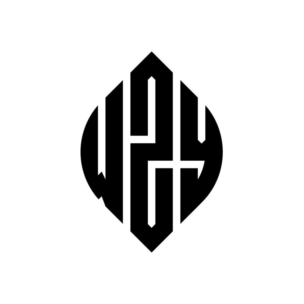 design del logo della lettera del cerchio wzy con forma circolare ed ellittica. lettere ellittiche wzy con stile tipografico. le tre iniziali formano un logo circolare. wzy cerchio emblema astratto monogramma lettera marchio vettore. vettore