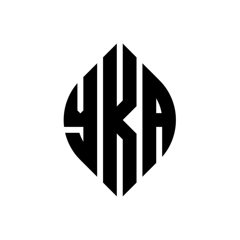 design del logo della lettera del cerchio yka con forma circolare ed ellittica. yka lettere ellittiche con stile tipografico. le tre iniziali formano un logo circolare. yka cerchio emblema astratto monogramma lettera marchio vettore. vettore