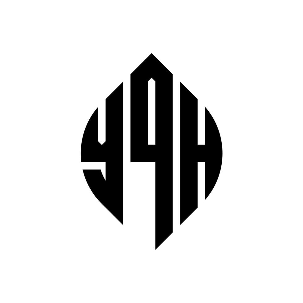 yqh design del logo della lettera del cerchio con forma circolare ed ellittica. yqh lettere ellittiche con stile tipografico. le tre iniziali formano un logo circolare. yqh cerchio emblema astratto monogramma lettera marchio vettore. vettore