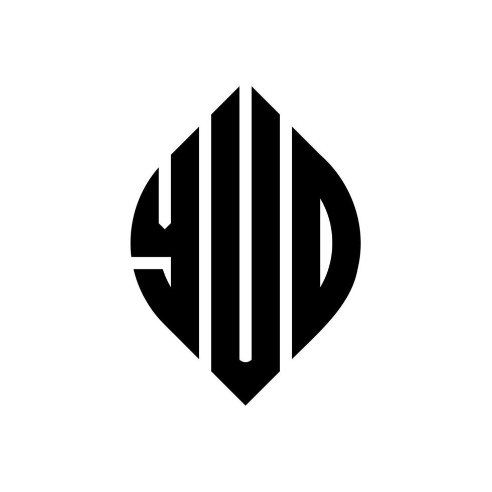 design del logo della lettera del cerchio di yud con forma circolare ed ellittica. yud lettere ellittiche con stile tipografico. le tre iniziali formano un logo circolare. yud cerchio emblema astratto monogramma lettera marchio vettore. vettore