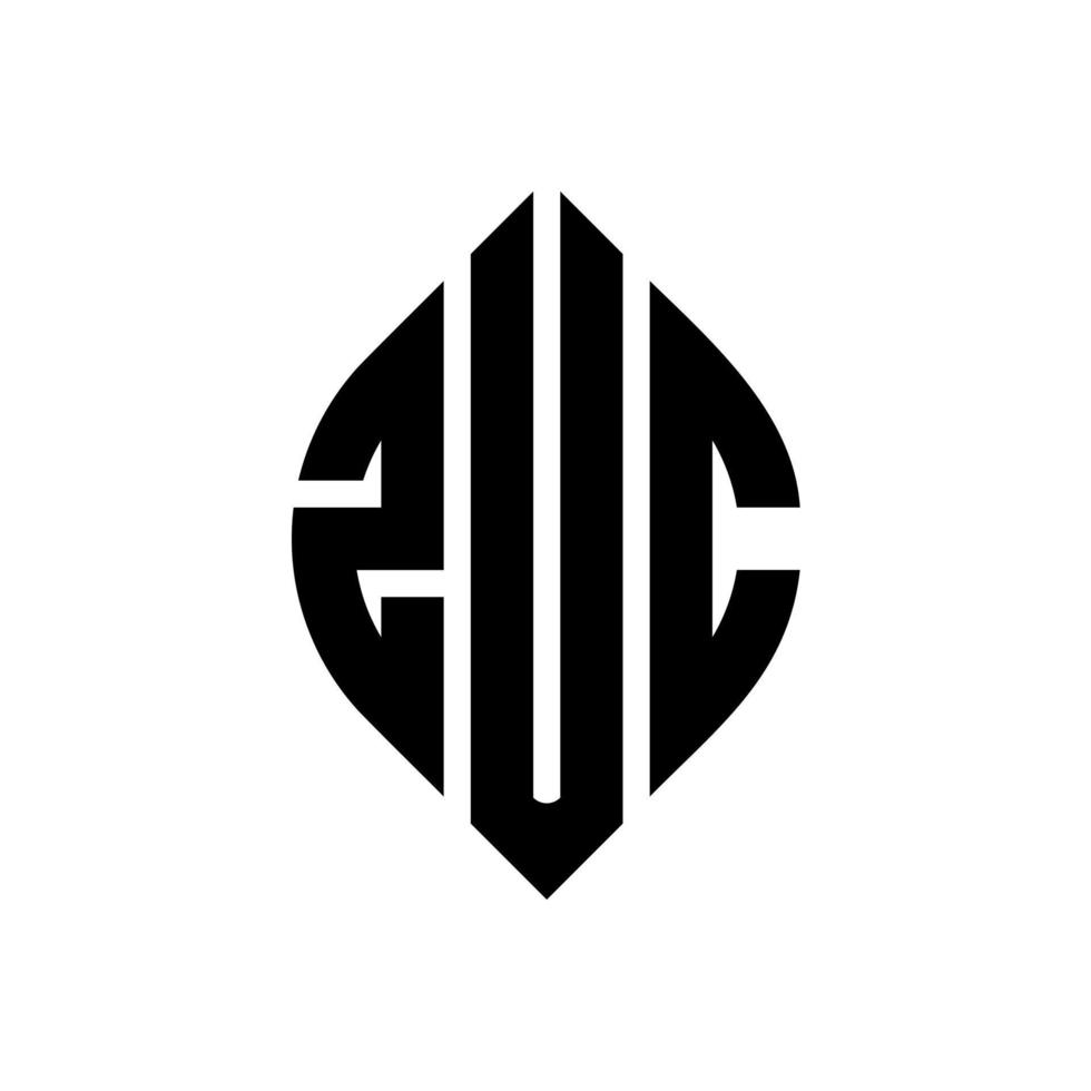 zuc circle letter logo design con forma circolare ed ellittica. zuc lettere ellittiche con stile tipografico. le tre iniziali formano un logo circolare. zuc cerchio emblema astratto monogramma lettera marchio vettore. vettore