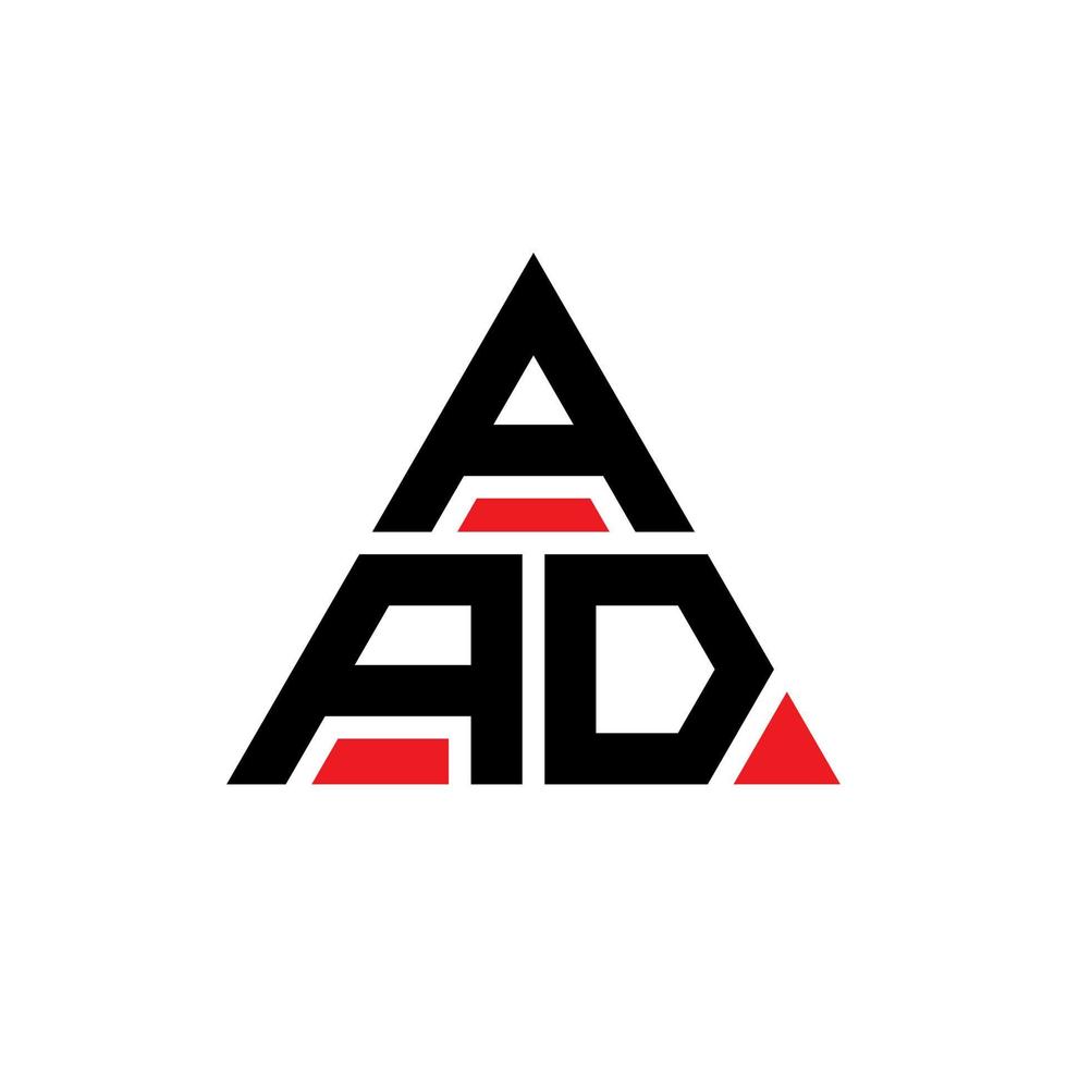 design del logo della lettera del triangolo aad con forma triangolare. monogramma aad triangolo logo design. modello di logo vettoriale triangolo aad con colore rosso. aad logo triangolare logo semplice, elegante e lussuoso.