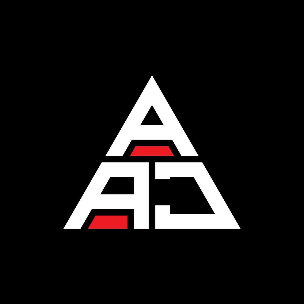 design del logo della lettera del triangolo aaj con forma triangolare. monogramma aaj triangolo logo design. modello di logo vettoriale triangolo aaj con colore rosso. aaj logo triangolare logo semplice, elegante e lussuoso.