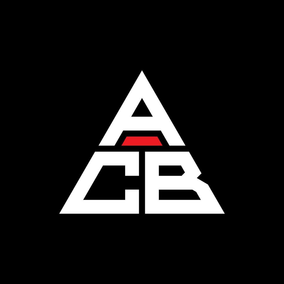 design del logo della lettera triangolare acb con forma triangolare. monogramma di design del logo del triangolo acb. modello di logo vettoriale triangolo acb con colore rosso. logo triangolare acb logo semplice, elegante e lussuoso.
