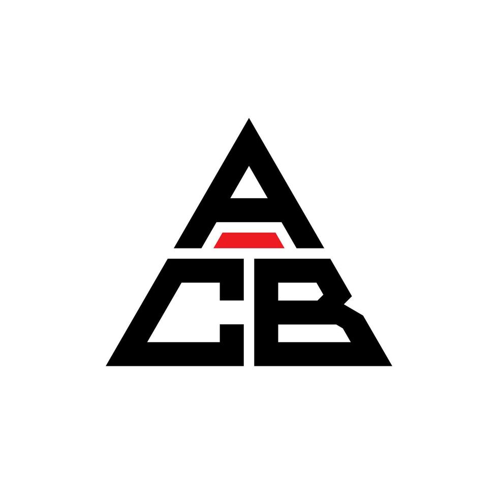 design del logo della lettera triangolare acb con forma triangolare. monogramma di design del logo del triangolo acb. modello di logo vettoriale triangolo acb con colore rosso. logo triangolare acb logo semplice, elegante e lussuoso.