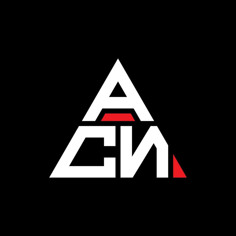 design del logo della lettera triangolare acn con forma triangolare. monogramma di design del logo del triangolo dell'acn. modello di logo vettoriale triangolo acn con colore rosso. acn logo triangolare logo semplice, elegante e lussuoso.