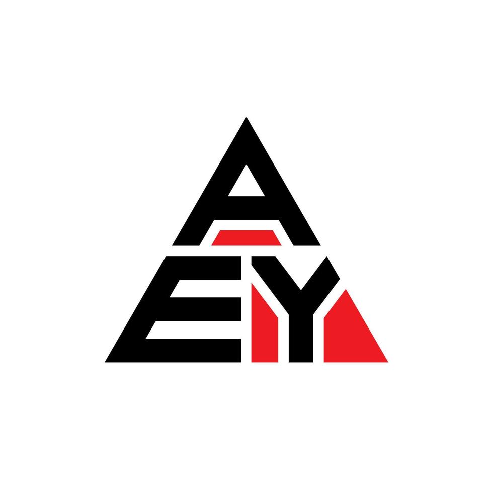 design del logo della lettera triangolare aey con forma triangolare. monogramma aey triangolo logo design. modello di logo vettoriale triangolo aey con colore rosso. aey logo triangolare logo semplice, elegante e lussuoso.