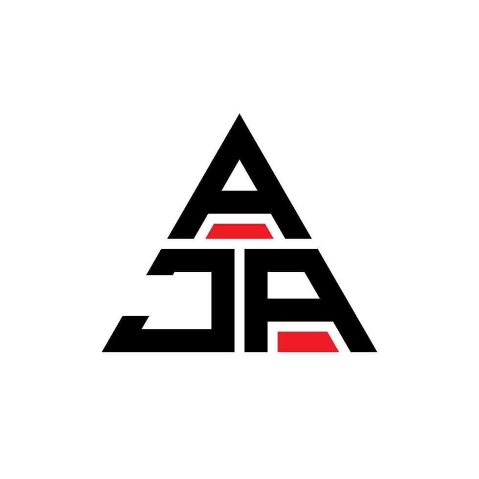 design del logo della lettera del triangolo aja con forma triangolare. monogramma aja triangolo logo design. modello di logo vettoriale triangolo aja con colore rosso. aja logo triangolare logo semplice, elegante e lussuoso.