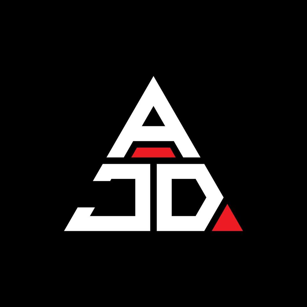 design del logo della lettera triangolare ajd con forma triangolare. monogramma del design del logo del triangolo ajd. modello di logo vettoriale triangolo ajd con colore rosso. ajd logo triangolare logo semplice, elegante e lussuoso.