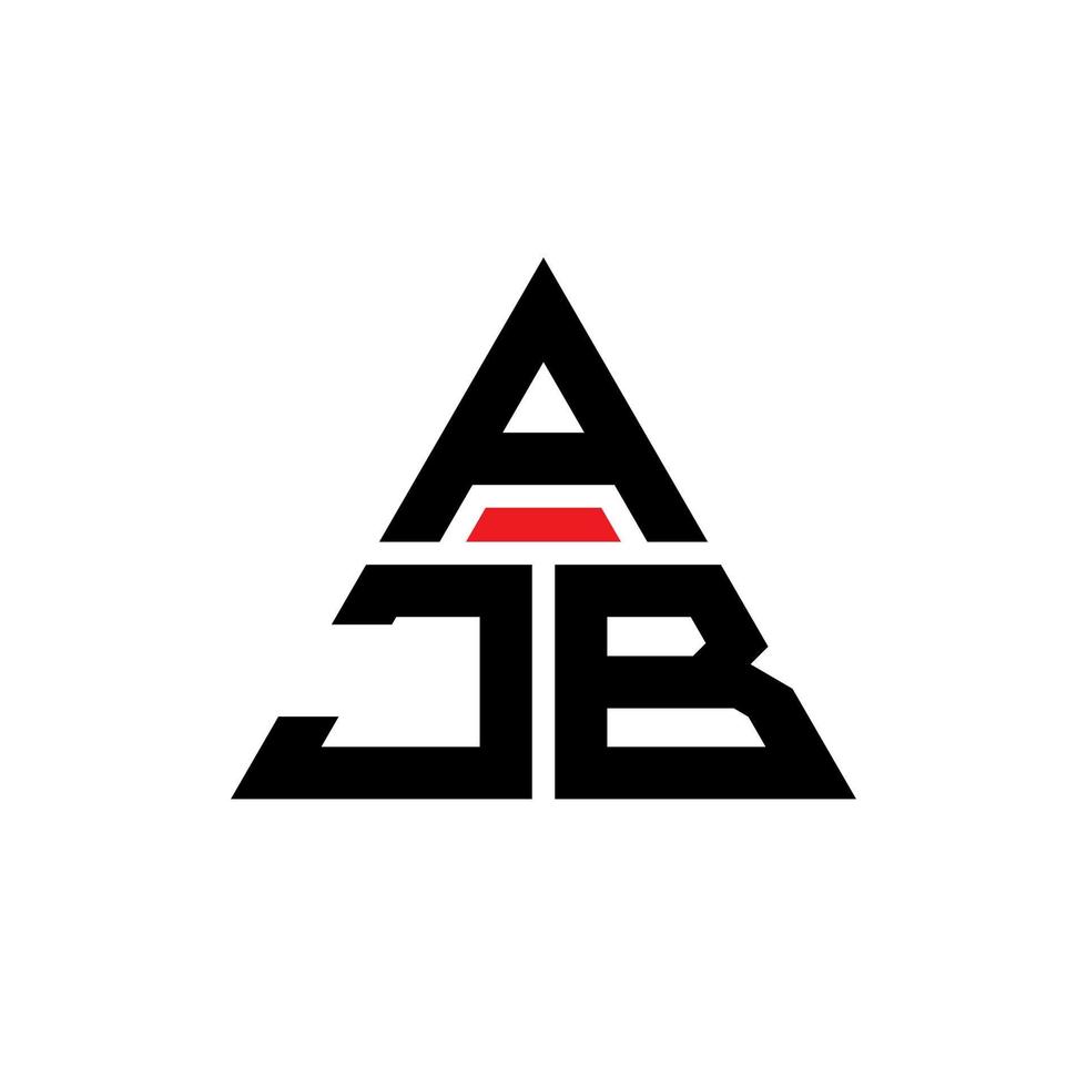 design del logo della lettera triangolare ajb con forma triangolare. monogramma ajb triangolo logo design. modello di logo vettoriale triangolo ajb con colore rosso. ajb logo triangolare logo semplice, elegante e lussuoso.