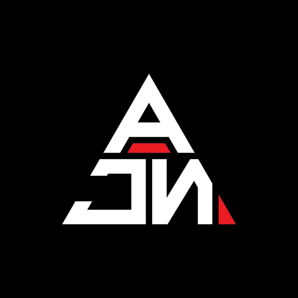 design del logo della lettera triangolare ajn con forma triangolare. monogramma di design del logo del triangolo ajn. modello di logo vettoriale triangolo ajn con colore rosso. ajn logo triangolare logo semplice, elegante e lussuoso.