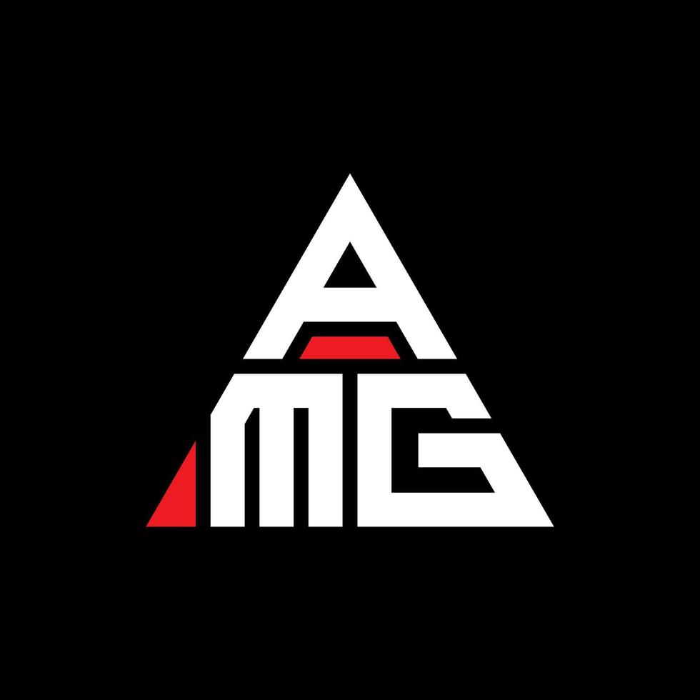 design del logo della lettera triangolare amg con forma triangolare. monogramma amg triangolo logo design. modello di logo vettoriale triangolo amg con colore rosso. logo triangolare amg logo semplice, elegante e lussuoso.