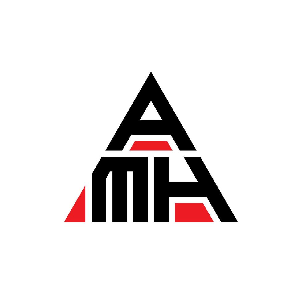 amh triangolo lettera logo design con forma triangolare. monogramma di design del logo del triangolo amh. modello di logo vettoriale triangolo amh con colore rosso. logo triangolare amh logo semplice, elegante e lussuoso.