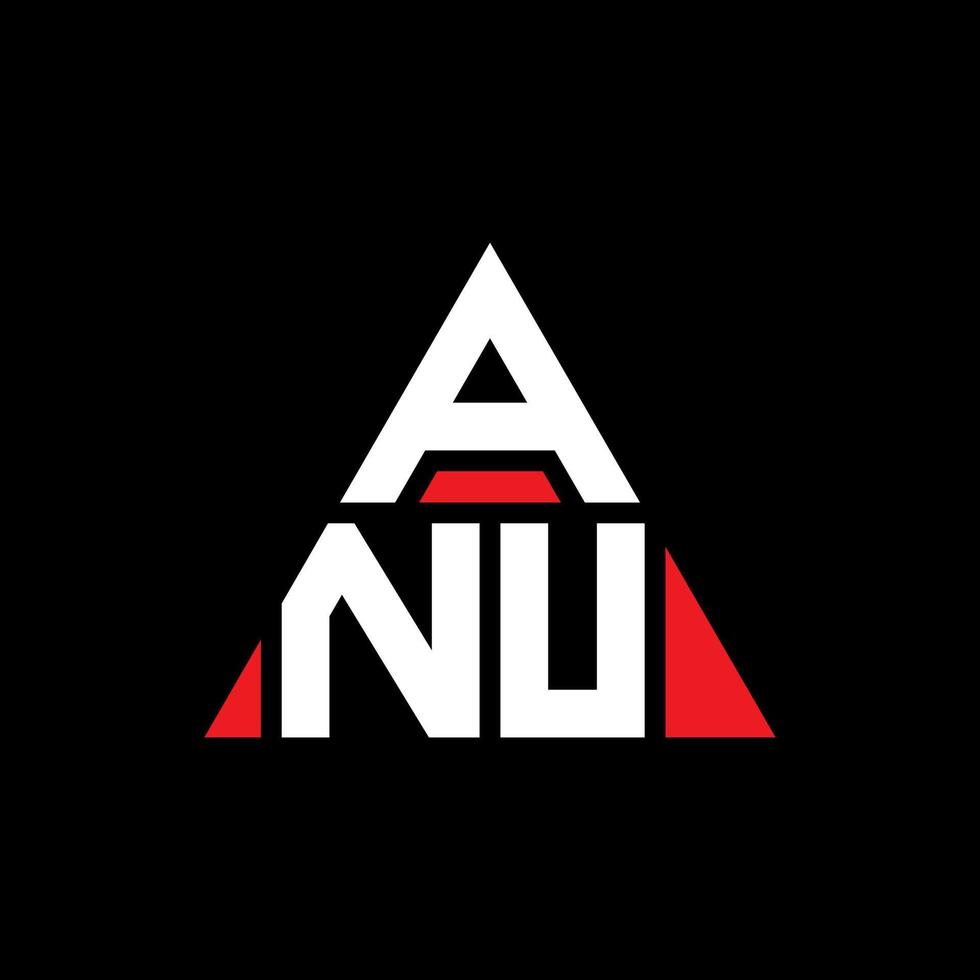 design del logo della lettera del triangolo anu con forma triangolare. monogramma anu triangolo logo design. modello di logo vettoriale triangolo anu con colore rosso. logo triangolare anu logo semplice, elegante e lussuoso.