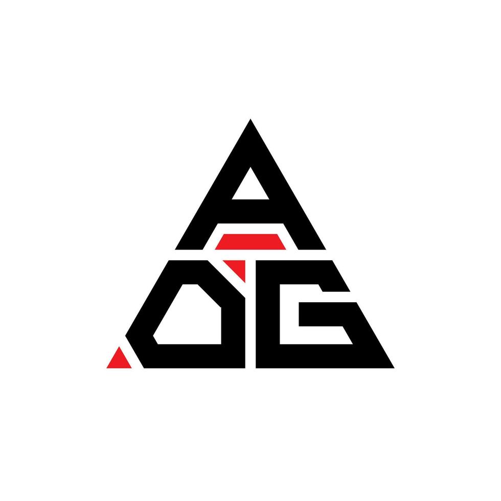 design del logo della lettera del triangolo aog con forma triangolare. monogramma aog triangolo logo design. modello di logo vettoriale triangolo aog con colore rosso. aog logo triangolare logo semplice, elegante e lussuoso.