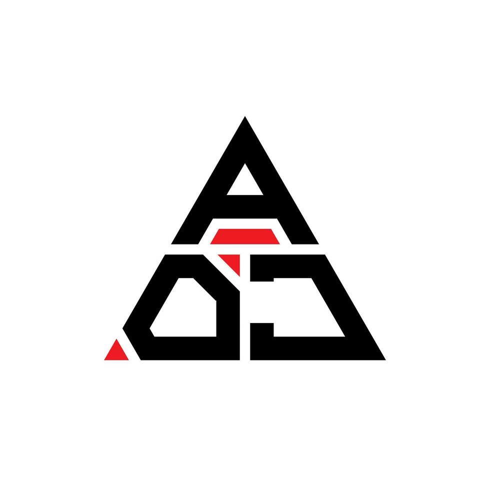 aoj triangolo lettera logo design con forma triangolare. aoj triangolo logo design monogramma. modello di logo vettoriale triangolo aoj con colore rosso. aoj logo triangolare logo semplice, elegante e lussuoso.