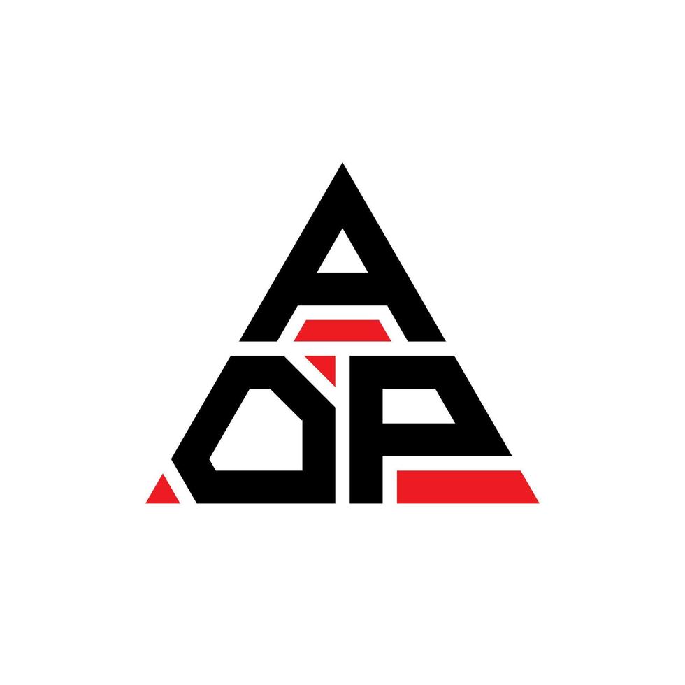design del logo della lettera del triangolo aop con forma triangolare. monogramma aop triangolo logo design. modello di logo vettoriale triangolo aop con colore rosso. aop logo triangolare logo semplice, elegante e lussuoso.