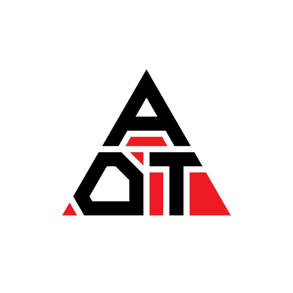 design del logo della lettera triangolare aot con forma triangolare. monogramma aot triangolo logo design. modello di logo vettoriale triangolo aot con colore rosso. aot logo triangolare logo semplice, elegante e lussuoso.