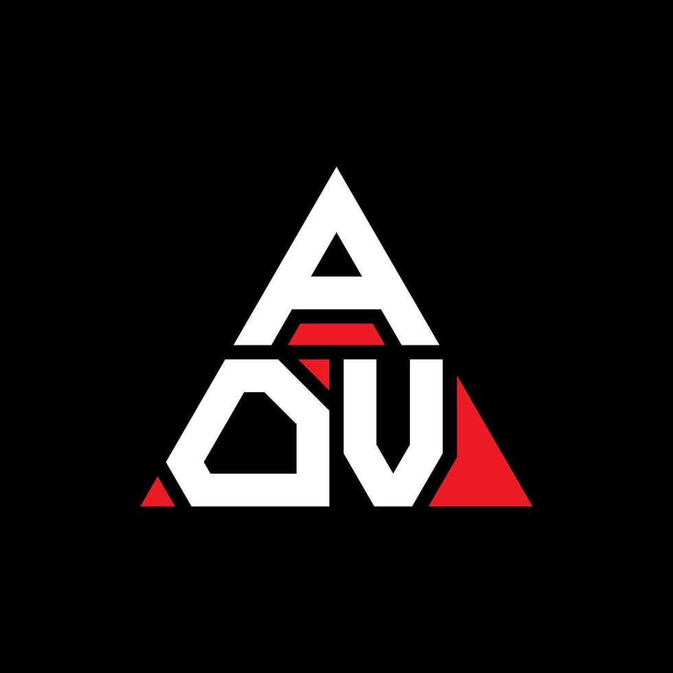 design del logo della lettera del triangolo aov con forma triangolare. monogramma aov triangolo logo design. modello di logo vettoriale triangolo aov con colore rosso. aov logo triangolare logo semplice, elegante e lussuoso.