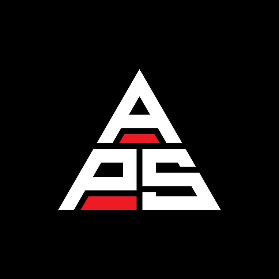 design del logo della lettera triangolo aps con forma triangolare. monogramma aps triangolo logo design. modello di logo vettoriale triangolo aps con colore rosso. logo triangolare aps logo semplice, elegante e lussuoso.