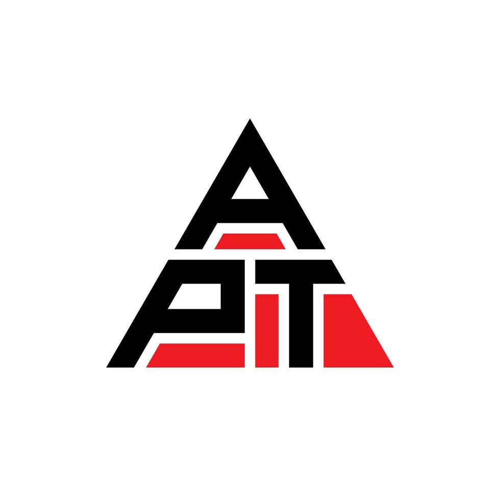 design del logo della lettera triangolare apt con forma triangolare. monogramma apt triangolo logo design. modello di logo vettoriale triangolo apt con colore rosso. logo triangolare apt logo semplice, elegante e lussuoso.