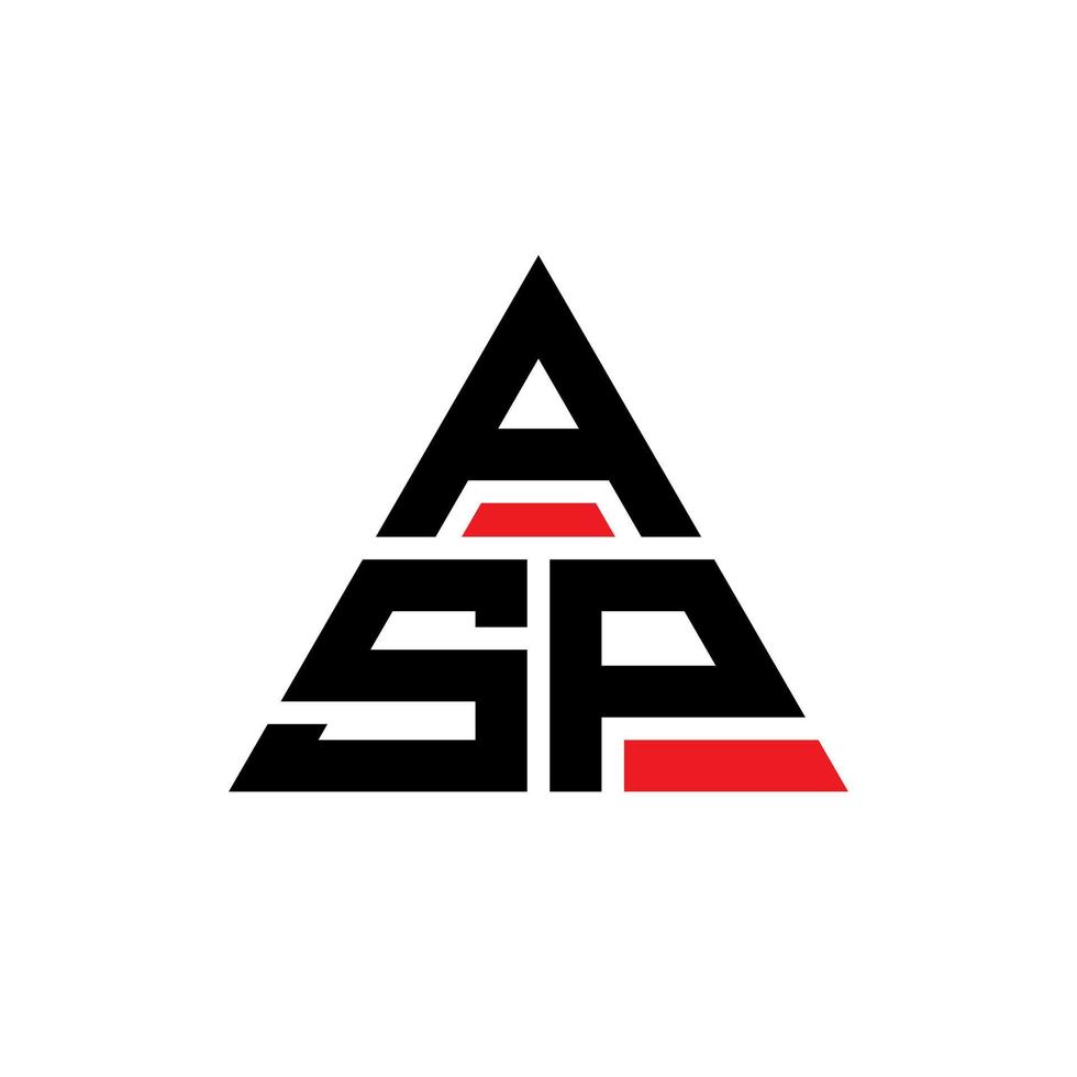 design del logo della lettera del triangolo asp con forma triangolare. monogramma di design con logo triangolo asp. modello di logo vettoriale triangolo asp con colore rosso. logo triangolare asp logo semplice, elegante e lussuoso.