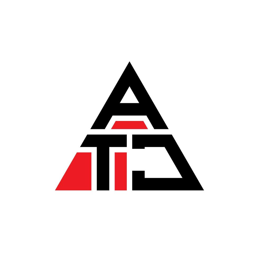 design del logo della lettera del triangolo atj con forma triangolare. monogramma di design del logo del triangolo atj. modello di logo vettoriale triangolo atj con colore rosso. logo triangolare atj logo semplice, elegante e lussuoso.