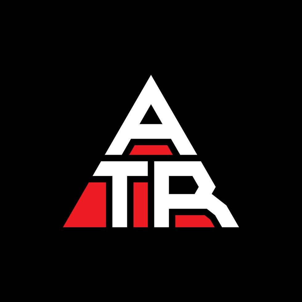 design del logo della lettera del triangolo atr con forma triangolare. monogramma di design del logo del triangolo atr. modello di logo vettoriale triangolo atr con colore rosso. logo triangolare atr logo semplice, elegante e lussuoso.