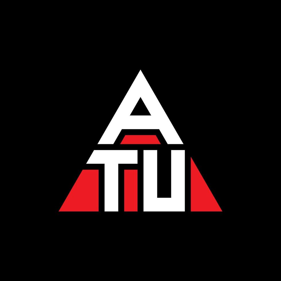design del logo della lettera del triangolo atu con forma triangolare. monogramma atu triangolo logo design. modello di logo vettoriale triangolo atu con colore rosso. logo triangolare atu logo semplice, elegante e lussuoso.