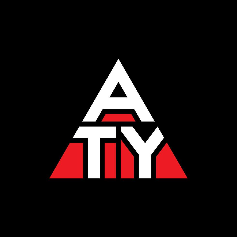 design del logo della lettera del triangolo aty con forma triangolare. monogramma aty triangolo logo design. modello di logo vettoriale triangolo aty con colore rosso. aty logo triangolare logo semplice, elegante e lussuoso.