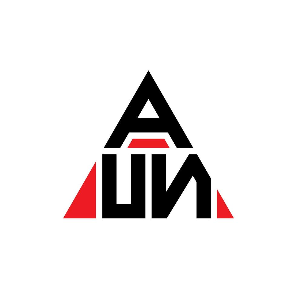 aun triangolo lettera logo design con forma triangolare. monogramma aun triangolo logo design. modello di logo vettoriale triangolo aun con colore rosso. aun logo triangolare logo semplice, elegante e lussuoso.