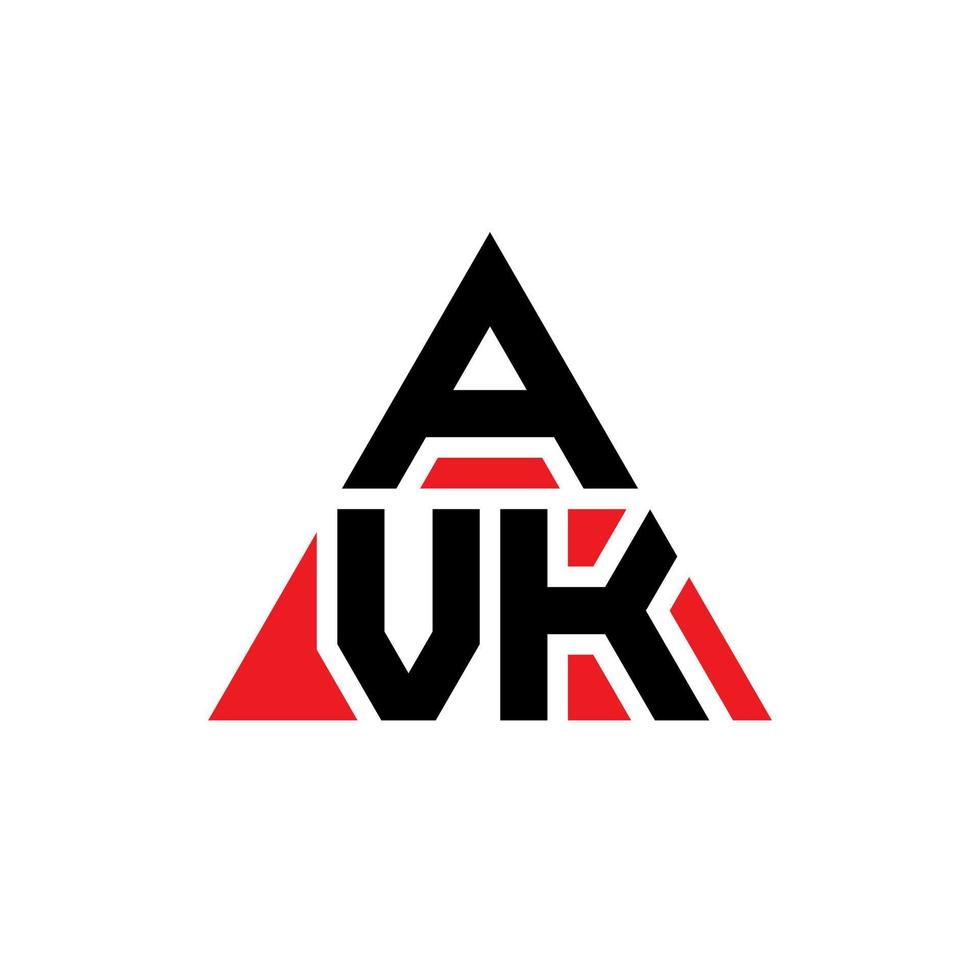 design del logo della lettera del triangolo avk con forma triangolare. monogramma avk triangolo logo design. modello di logo vettoriale triangolo avk con colore rosso. logo triangolare avk logo semplice, elegante e lussuoso.
